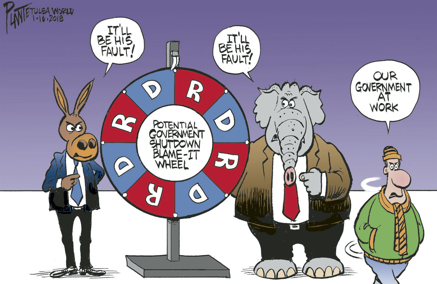 Bruce Plante Cartoon: The Blame-it Wheel